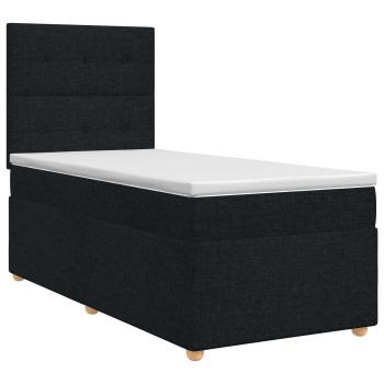 Boxspringbett mit Matratze Schwarz 90 x 200 cm Stoff