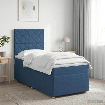 ARDEBO.de - Boxspringbett mit Matratze mit Kopfteil Blau 100 x 200 cm Stoff