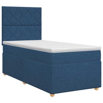 Boxspringbett mit Matratze mit Kopfteil Blau 100 x 200 cm Stoff