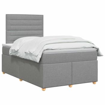Boxspringbett mit Matratze Hellgrau 120 x 190 cm Stoff