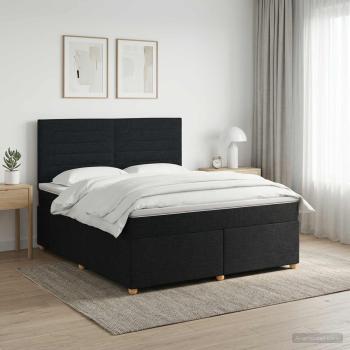 ARDEBO.de - Boxspringbett mit Matratze Schwarz 140 x 190 cm Stoff