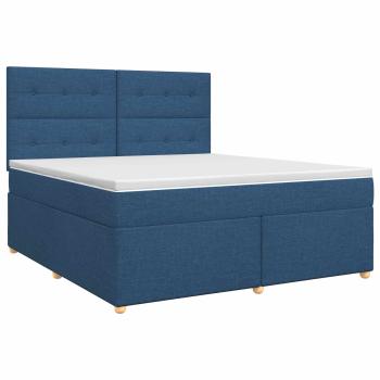 Boxspringbett mit Matratze mit Kopfteil Blau 140 x 190 cm Stoff