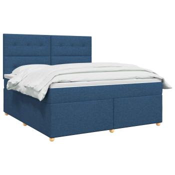 Boxspringbett mit Matratze mit Kopfteil Blau 140 x 190 cm Stoff