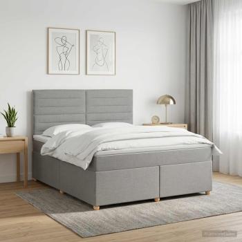 ARDEBO.de - Boxspringbett mit Matratze Hellgrau 140 x 200 cm Stoff