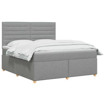 Boxspringbett mit Matratze Hellgrau 140 x 200 cm Stoff