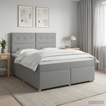 ARDEBO.de - Boxspringbett mit Matratze Hellgrau 140 x 200 cm Stoff