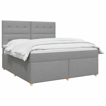 Boxspringbett mit Matratze Hellgrau 140 x 200 cm Stoff