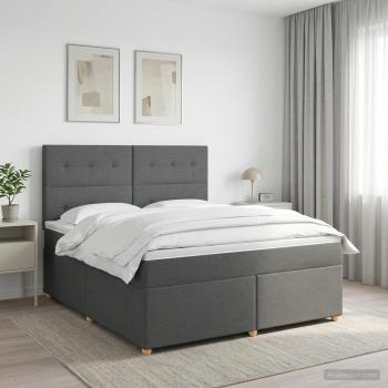 ARDEBO.de - Boxspringbett mit Matratze Dunkelgrau 140 x 200 cm Stoff