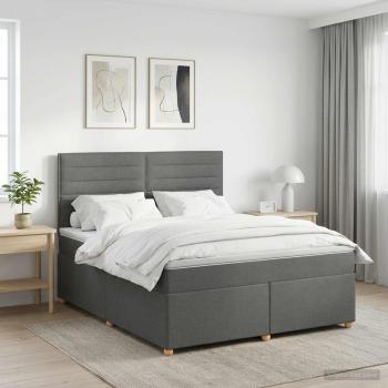 ARDEBO.de - Boxspringbett mit Matratze Dunkelgrau 160 x 200 cm Stoff