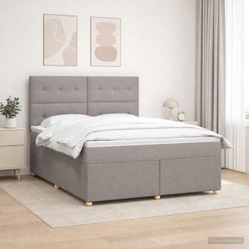 ARDEBO.de - Boxspringbett mit Matratze Taupe 160 x 200 cm Stoff