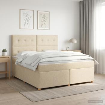 ARDEBO.de - Boxspringbett mit Matratze Creme 180 x 200 cm Stoff
