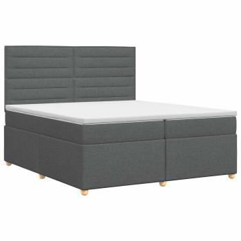 Boxspringbett mit Matratze Dunkelgrau 200 x 200 cm Stoff