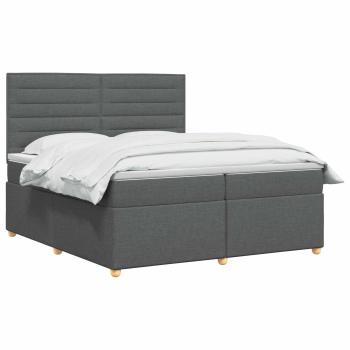 Boxspringbett mit Matratze Dunkelgrau 200 x 200 cm Stoff