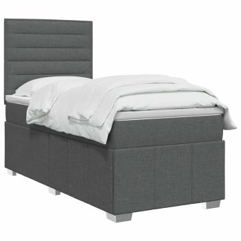 Boxspringbett mit Matratze Dunkelgrau 80 x 200 cm Stoff