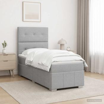 ARDEBO.de - Boxspringbett mit Matratze Hellgrau 80 x 200 cm Stoff