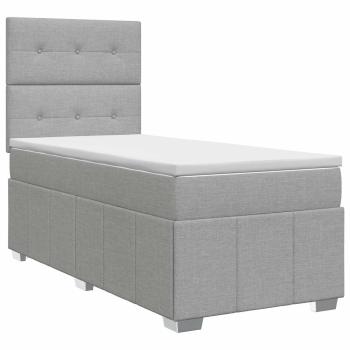 Boxspringbett mit Matratze Hellgrau 80 x 200 cm Stoff