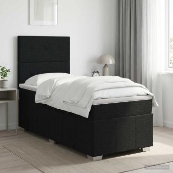 ARDEBO.de - Boxspringbett mit Matratze Schwarz 90 x 190 cm Stoff