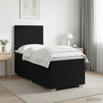 ARDEBO.de - Boxspringbett mit Matratze Schwarz 90 x 200 cm Stoff