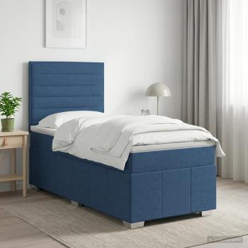 ARDEBO.de - Boxspringbett mit Matratze mit Kopfteil Blau 90 x 200 cm Stoff