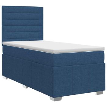 Boxspringbett mit Matratze mit Kopfteil Blau 90 x 200 cm Stoff