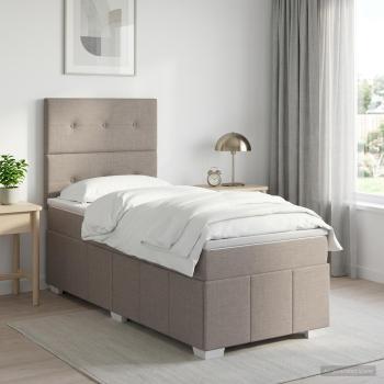 ARDEBO.de - Boxspringbett mit Matratze mit Kopfteil Taupe 90 x 200 cm Stoff