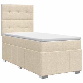 Boxspringbett mit Matratze mit Kopfteil Creme 90 x 200 cm Stoff