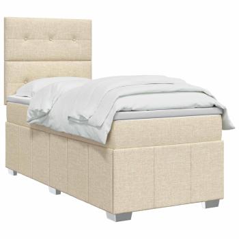 Boxspringbett mit Matratze mit Kopfteil Creme 90 x 200 cm Stoff