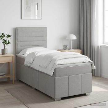 ARDEBO.de - Boxspringbett mit Matratze Hellgrau 100 x 200 cm Stoff