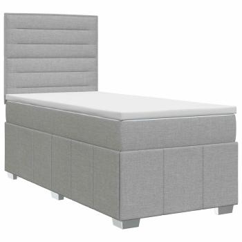 Boxspringbett mit Matratze Hellgrau 100 x 200 cm Stoff