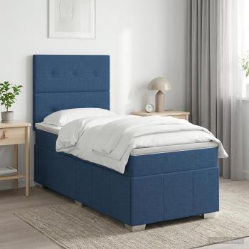 ARDEBO.de - Boxspringbett mit Matratze mit Kopfteil Blau 100 x 200 cm Stoff
