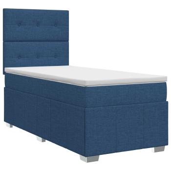 Boxspringbett mit Matratze mit Kopfteil Blau 100 x 200 cm Stoff
