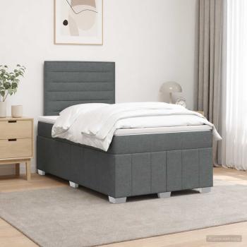 ARDEBO.de - Boxspringbett mit Matratze Dunkelgrau 120 x 190 cm Stoff