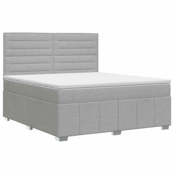 Boxspringbett mit Matratze Hellgrau 140 x 190 cm Stoff