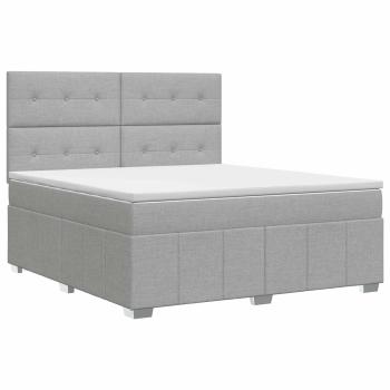 Boxspringbett mit Matratze Hellgrau 140 x 200 cm Stoff