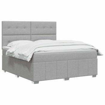 Boxspringbett mit Matratze Hellgrau 140 x 200 cm Stoff