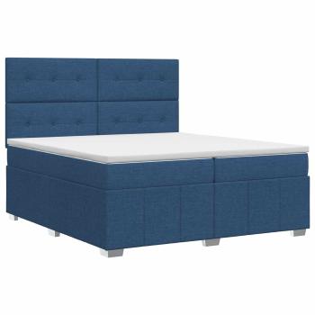 Boxspringbett mit Matratze mit Kopfteil Blau 140 x 200 cm Stoff
