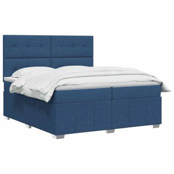 Boxspringbett mit Matratze mit Kopfteil Blau 140 x 200 cm Stoff