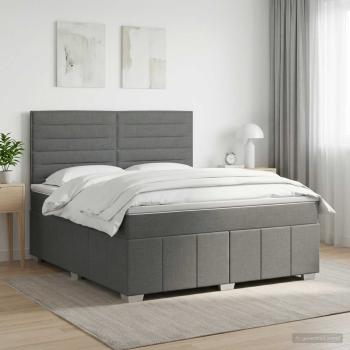 ARDEBO.de - Boxspringbett mit Matratze Dunkelgrau 160 x 200 cm Stoff
