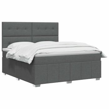 Boxspringbett mit Matratze Dunkelgrau 160 x 200 cm Stoff