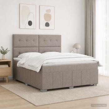 ARDEBO.de - Boxspringbett mit Matratze Taupe 180 x 200 cm Stoff