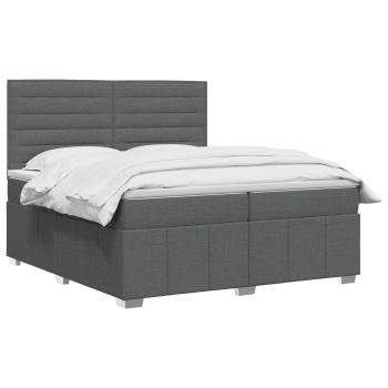 Boxspringbett mit Matratze Dunkelgrau 200 x 200 cm Stoff