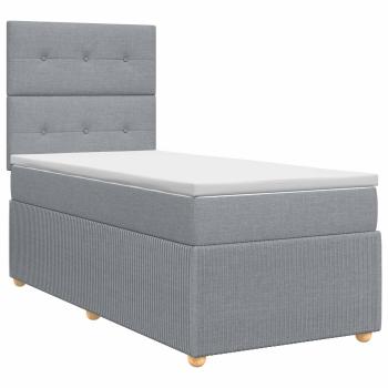 Boxspringbett mit Matratze Hellgrau 80 x 200 cm Stoff