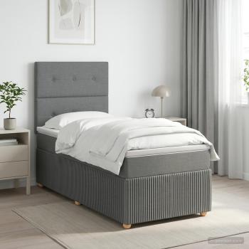 ARDEBO.de - Boxspringbett mit Matratze Dunkelgrau 80 x 200 cm Stoff
