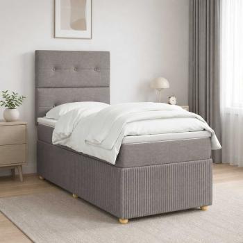 ARDEBO.de - Boxspringbett mit Matratze mit Kopfteil Taupe 80 x 200 cm Stoff