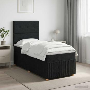 ARDEBO.de - Boxspringbett mit Matratze Schwarz 90 x 190 cm Stoff