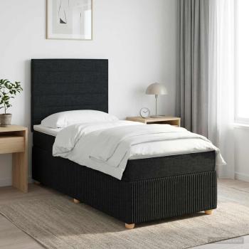 ARDEBO.de - Boxspringbett mit Matratze Schwarz 90 x 200 cm Stoff
