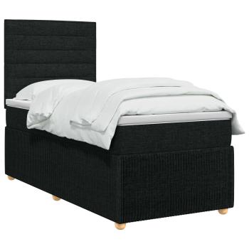 Boxspringbett mit Matratze Schwarz 90 x 200 cm Stoff