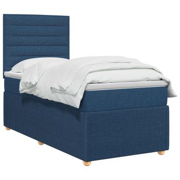 Boxspringbett mit Matratze mit Kopfteil Blau 90 x 200 cm Stoff