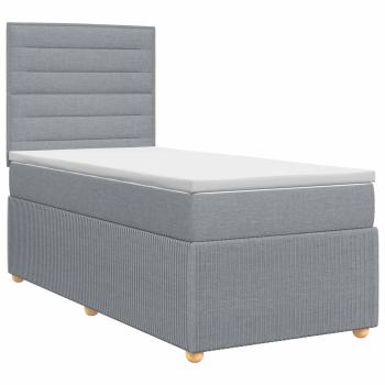 Boxspringbett mit Matratze Hellgrau 100 x 200 cm Stoff