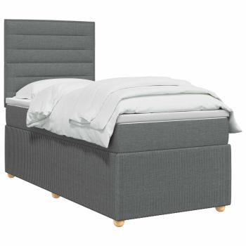 Boxspringbett mit Matratze Dunkelgrau 100 x 200 cm Stoff